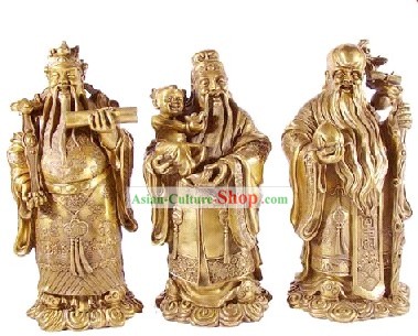 Traditionnelle Chinoise Feng Shui Dieu de la richesse de la santé Chance (3 Statues Set)