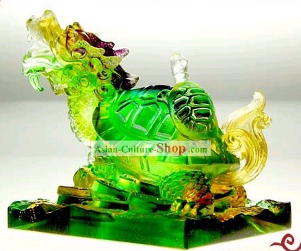 Chinoise Feng Shui Classique Coloré Glaze dragon Tortue (enfants de riches)