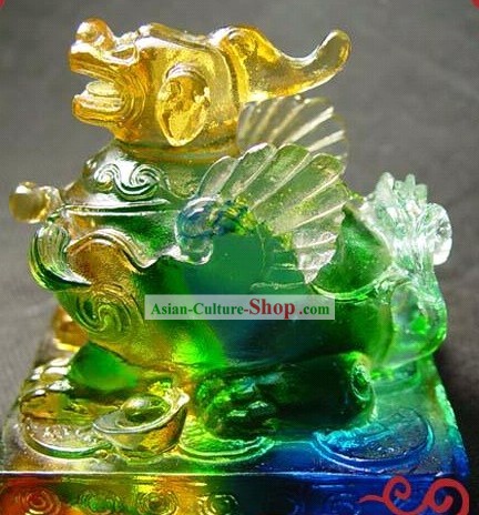 Cinese classico glassa colorata Pi Xiu Statua (buona fortuna e sicuro)