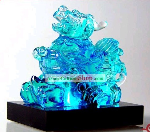 Classico cinese Kai Guang Blu glassa colorata Pi Xiu (evitare cattivi e portare fortuna)