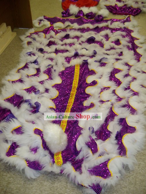 Profissional chinês Southern Dança do Leão Tail, calças e sapatos Set (lã de ovelha Longo + Sequins)