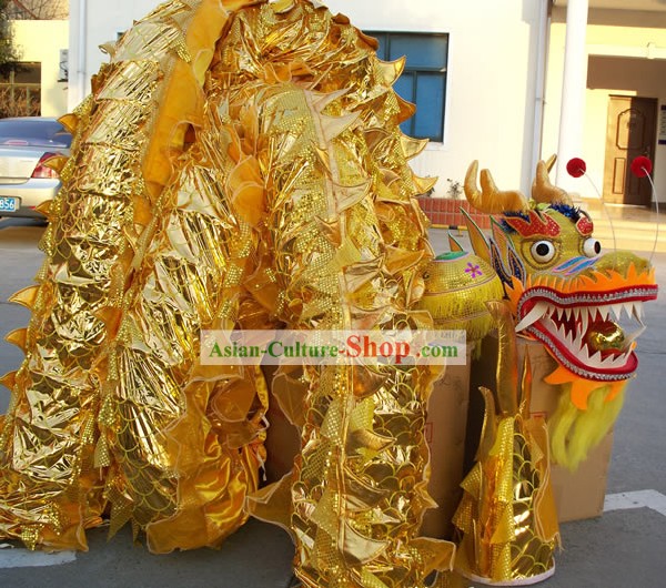 Счастливые празднование Фестиваля китайской Shinning Dragon Dance Костюмы Комплекте (золото)
