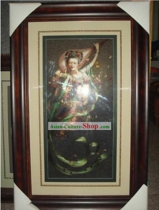 Supreme Chinese All Hand Embroidery Handicraft - Flying Fairy Playing Lute on the Back