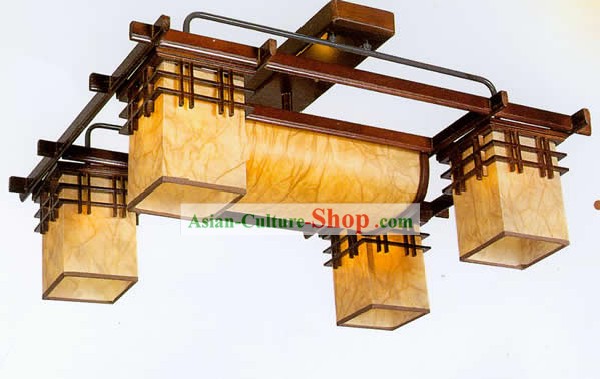 30 Inches Länge Große Chinesische Klassische Lammfell und Holzdecke Laternen Komplett-Set