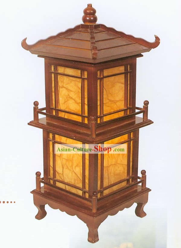 Chinesische Hand Carved zwei Schichten Turm Form Lesen Lantern