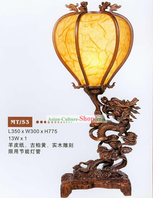 31 pulgadas de altura de gran parte china tallada Linterna de Madera Información del dragón