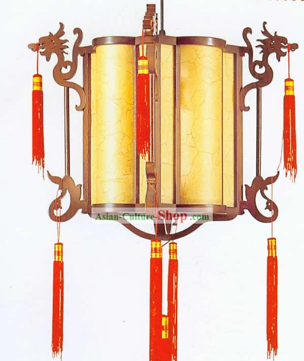 Mano China Hecho de madera tallada normal Lantern doble techo Dragons