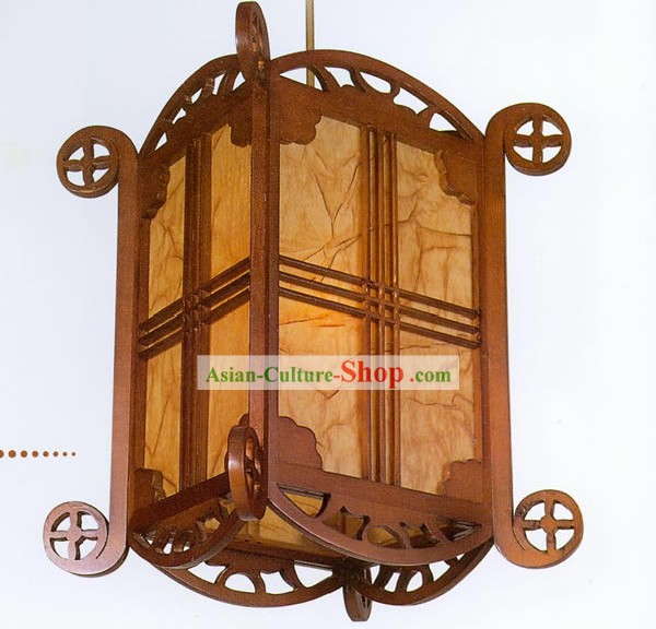 Mano 21 pulgadas chino hizo Linterna Tallada forma de carro de madera de techo