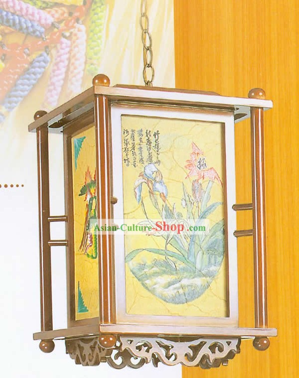 Hecho a mano clásico chino linterna colgante de madera - Pintura tradicional