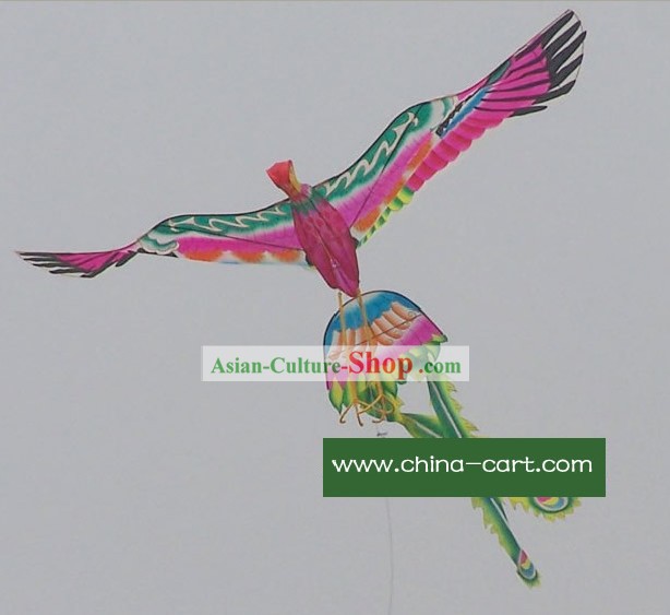 Grand main chinois traditionnel fabriqué et peint Phoenix Kite