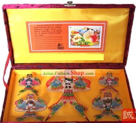 Китайский традиционный рук Вэйфан Окрашенные и мейд 5 Воздушные змеи Set - Пять Фу Ва
