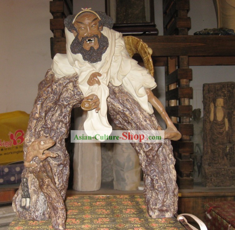 Chino clásico Shiwan Estatua Cerámica - Tie Guai Jugando Con Toad