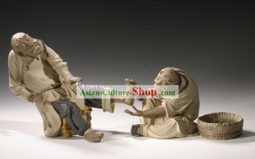Cinese classico Shiwan Ceramica Collezione Statua Arti - Massaggi