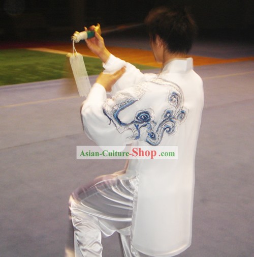 Cinese tradizionale Tai Chi Kung Fu Ricamo Nube performance insieme uniforme
