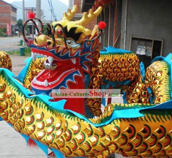中国の伝統ゴールデンアーマードラゴンダンスコスチュームコンプリートセット
