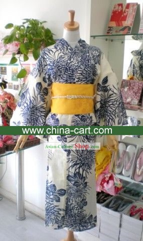 Chrysanthemum tradicionais japoneses Kimono Handbag e Geta Conjunto completo