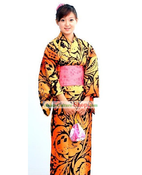 Traditionelle japanische Damen Kimono Komplett-Set