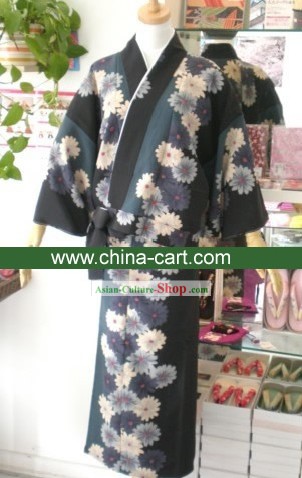 Sac à main traditionnel kimono fleuri antique japonais et Geta complet Set