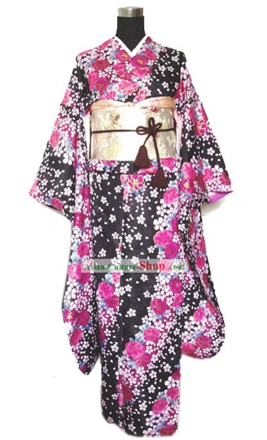 Handbag Kimono tradicional japonesa Primavera e Geta Conjunto completo
