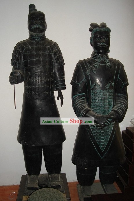 73 Pollici Grande cinese Cotto Set bronzo guerriero Statua