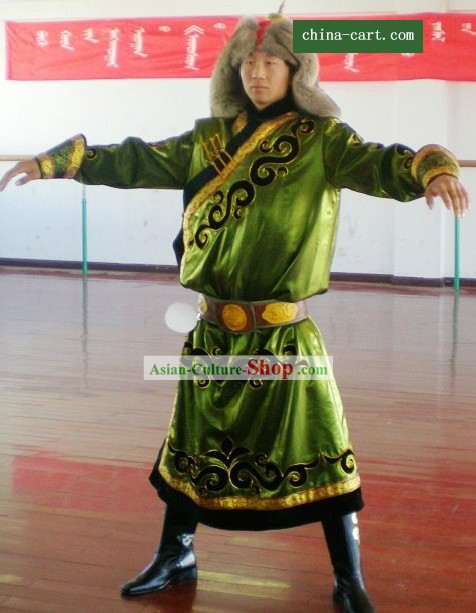 Mongolian Classic Prince Warrior Costumes and Hat