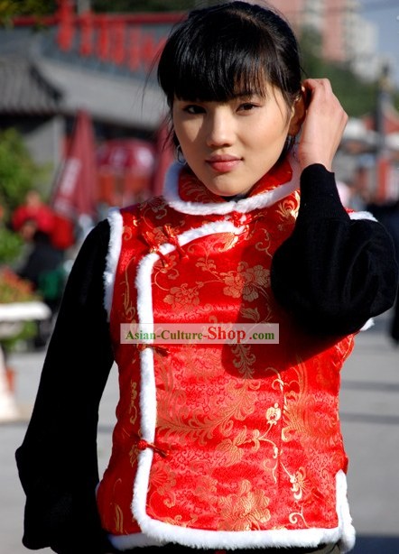 Feliz Ano Novo Chinês Jacket Red Cotton Sorte