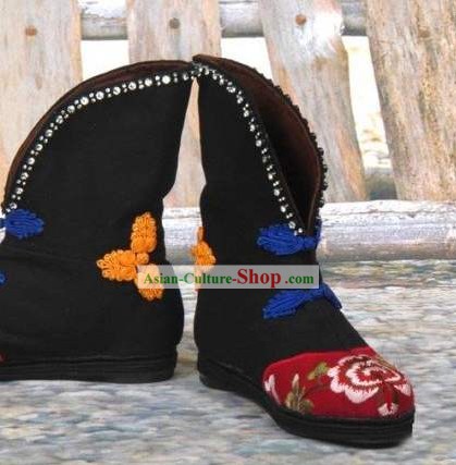 Chino tradicional mano zapatos bordados de tela