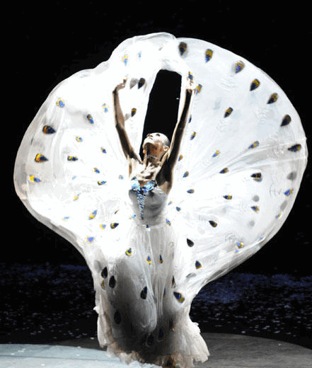 Китайский традиционный Юньнань Павлин вентилятора танца Костюм Комплекте