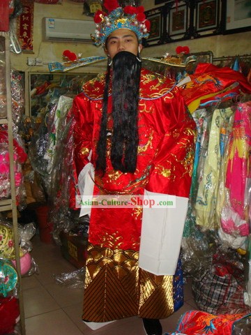 Cinese tradizionale Festa Celebrazione Cai Shen Costumi e cappello set completo
