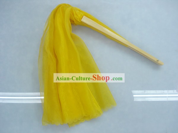 Chino tradicional de seda amarillo Fan Dance