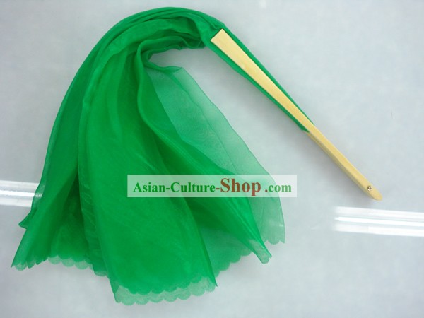 Chino tradicional de seda verde Fan Dance