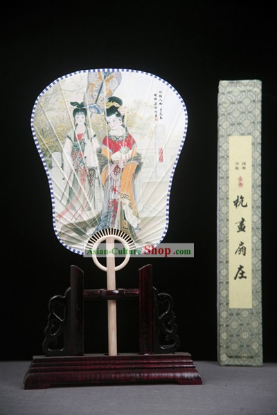 Chinesische Handmade Palace Fan mit Fan Base - Dream of Red Chamber