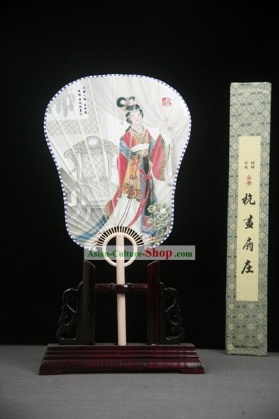 Chinas alte Palace Papier Fan mit Fan Base und Fan Box