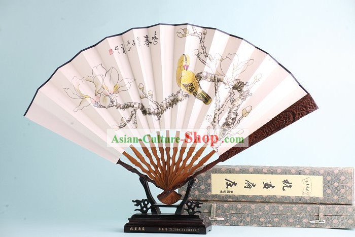 Chinesische Hand Painted Rosewood Fan