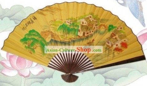 65 дюймов Китайский традиционный ручной работы вентилятора Висячие Шелковый Украшение - Древний Сцена Village