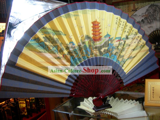 Chinoise Fan grande tenture - Ancienne tour