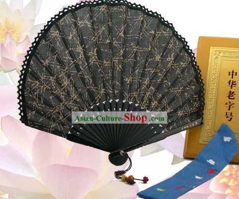 9 pouces chinois traditionnel Fan Padle Noire