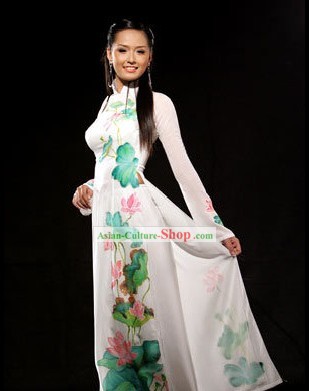 Vietnam Classic White Lotus Kostüm und Hut Set