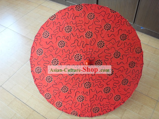 Chinois traditionnel fait main parapluie rouge de fleur de mariage