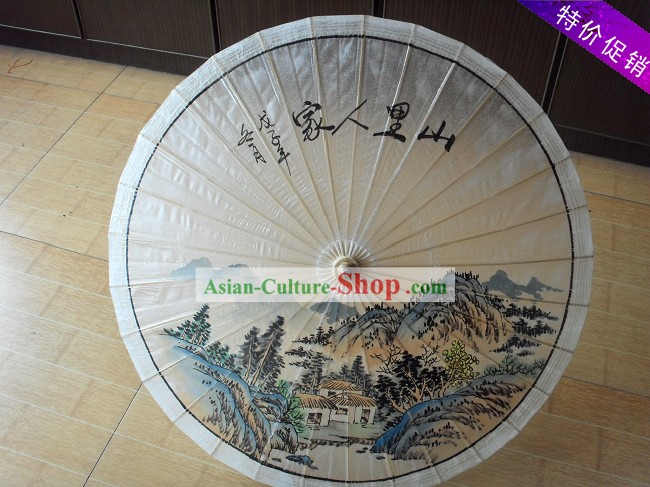 Traditionnelle chinoise Plage peinture à la main, de pluie et parasol - Water Village