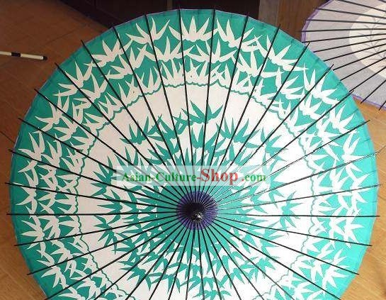 Tradicional chinesa Mão Pintura Praia Rain, e Umbrella Sun - Bamboo