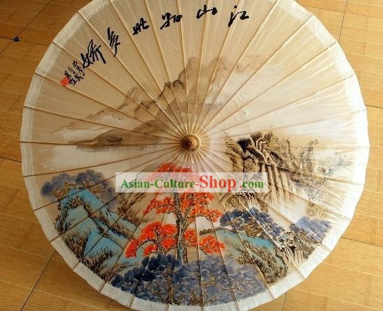 Traditionnelle chinoise Plage peinture à la main, de pluie et parasol - Paysage Jiangnan