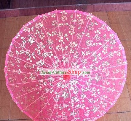 Chinoise main transparent parapluie rose danse Soie