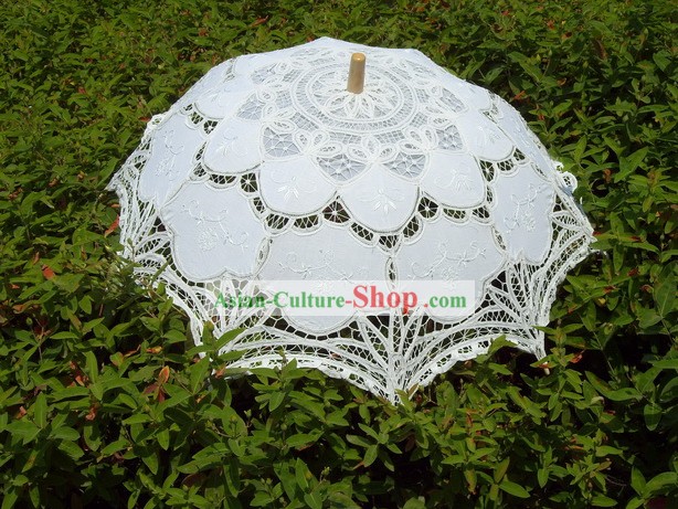 Hand Made ombrello bianco da sposa in pizzo