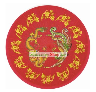 40-дюймовый Большой Китайский традиционный Феникс и Дракон Свадебный зонт