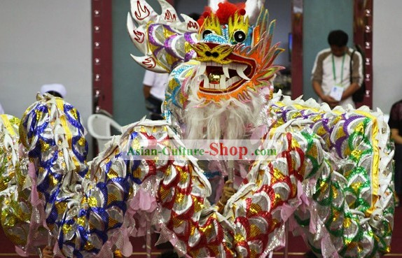 Пять цветов Счастливые фестиваля Празднование китайского Shinning Dragon Dance Костюмы Комплекте