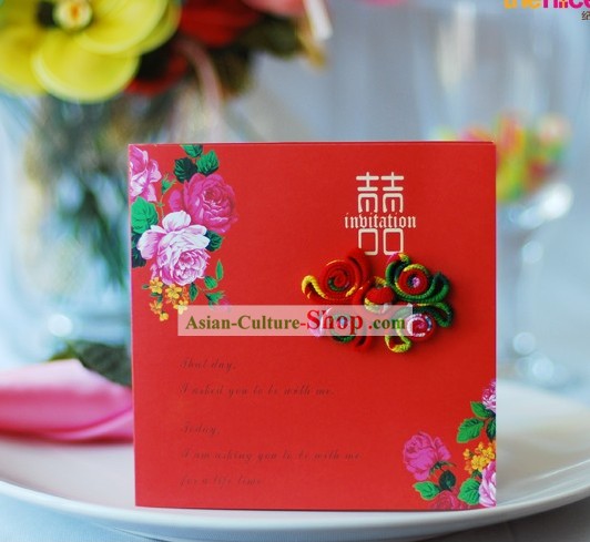 Fabriqué à la main suprême chinoise Cartes d'invitation de mariage 20 Set Pieces