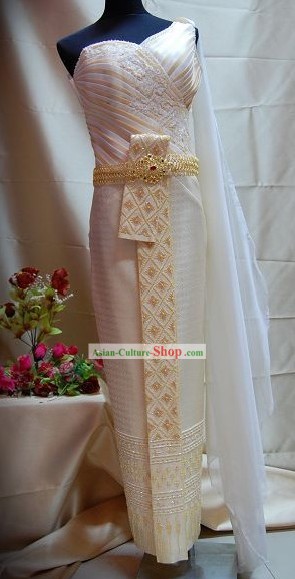 Asia tradicional tailandés Corte Set vestido completo