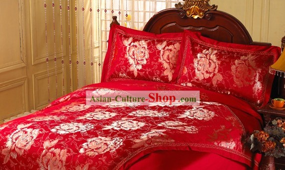 Couverture chinoise chanceux Qulit Rouge et Cover Bed Sheet Set de mariage