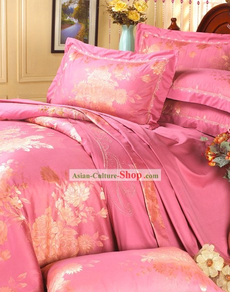 ロマンチックなピンクウェディング中国のベッドルームセット